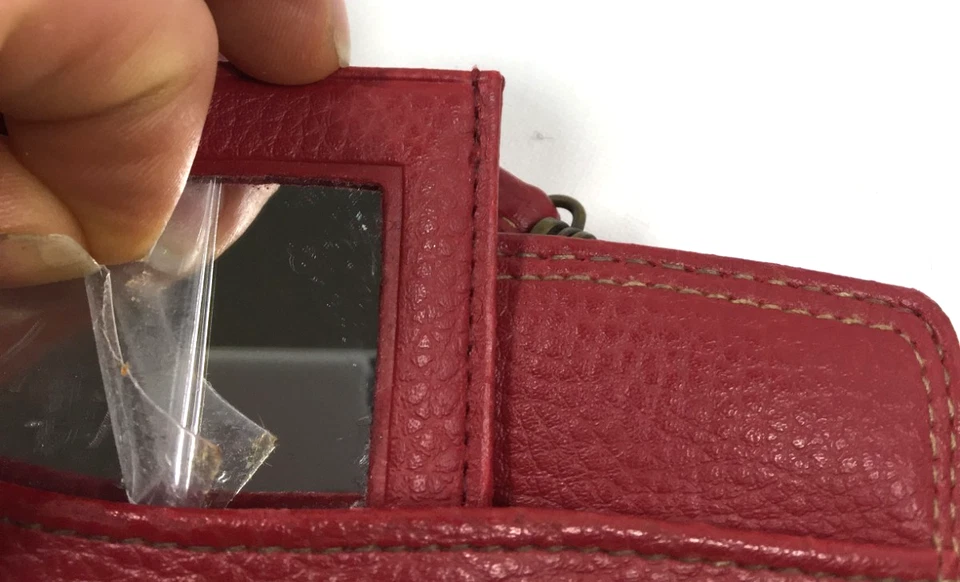 Bolso sin asas vintage Buxton de cuero rojo completo con accesorios Foto 3 de 4