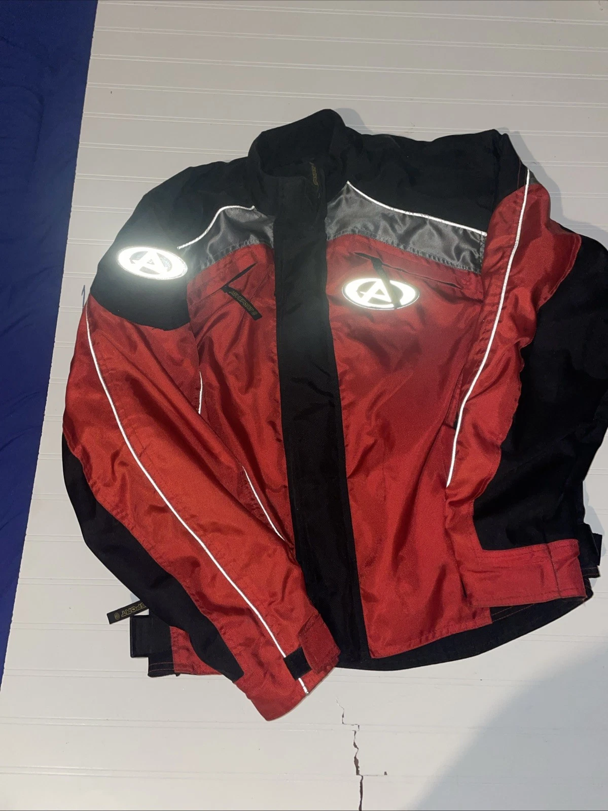 AGV Sport Motorcycle Jacket Men's XL Black Red Zip Heavy Nylon Polyester - product detail image 2