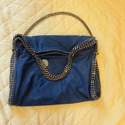 Stella McCartney Falabella Dark Navy Silver Chain Shoulder Bag Auth