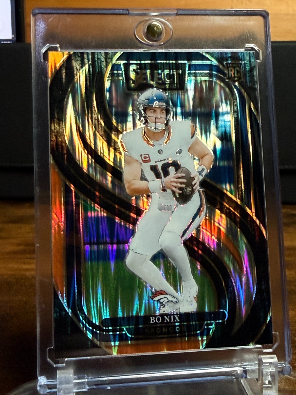 2024 Panini Select - Premier Level Bo Nix #117 Black & Orange Shock Prizm (RC)