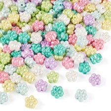Acrylic Flower Beads Cheriswelry 150Pcs Plastic Floral Loose Spacer Beads Col...