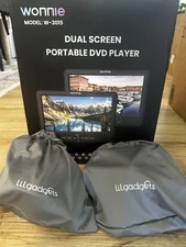 WONNIE W-3015 10” Dual Screen Portable DVD Player for CarPlay W/ 2 Headphones