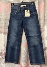 Levis 505 Jeans Boys 7X Regular Blue Denim Straight Leg Adjustable Waistband