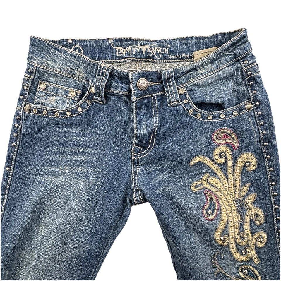 Trinity Ranch Montana West Jeans Sz 1 Bootcut Embroidered Rhinestone Western - Image 4 of 4