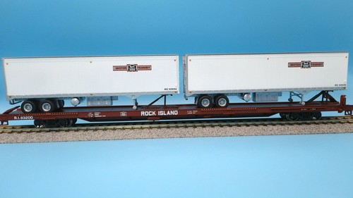 Athearn 92615 HO Rock Island 85' coche plano 2 remolques ruedas de metal nuevo stock antiguo | Condition: New