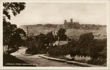 Lincolnshire Lincoln, England City Cathedral from Canwick Hill Original RPPC