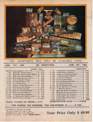 FIREWORKS CATALOG 1993 A&W SALES MUNCY, PA 16 Pages