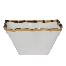 5 In. 13 Fl. Oz. Multi-Colored Porcelain Regency Gold Square Serving Bowls (Set