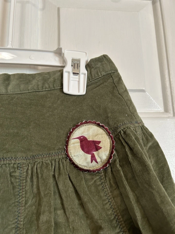 Matilda Jane Girls 8 Meridian Olive Green Secret Fields Patchwork Corduroy Skirt - Image 2 of 4