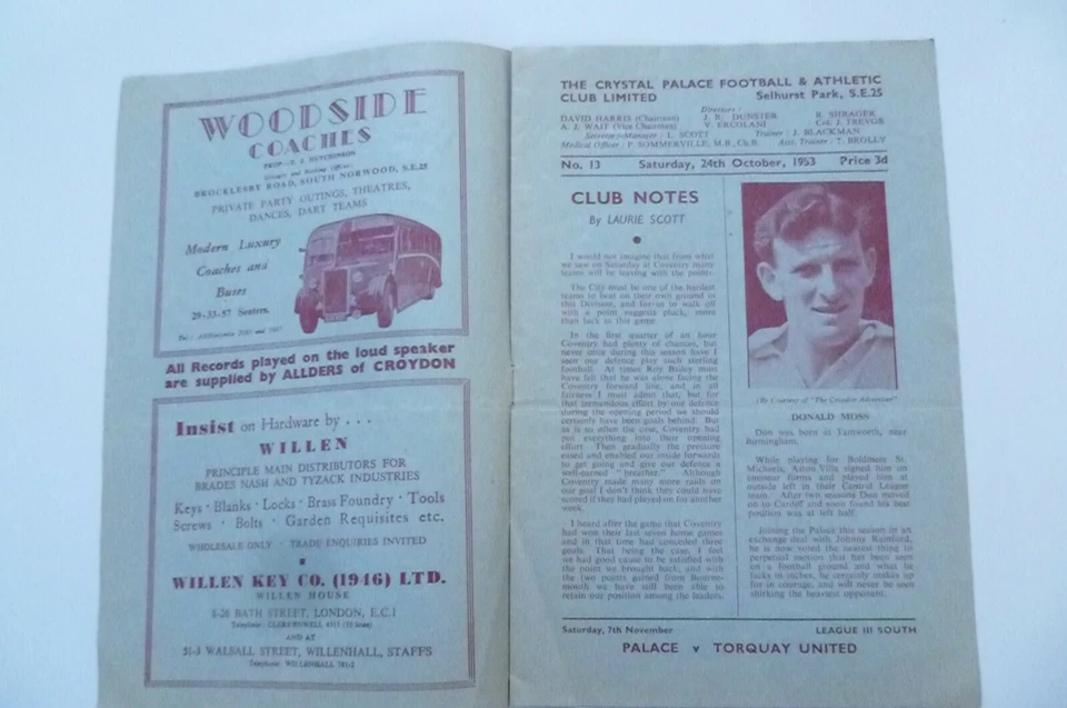 1953 Crystal Palace v Gillingham 24th October, No 13 - Image 2 of 4