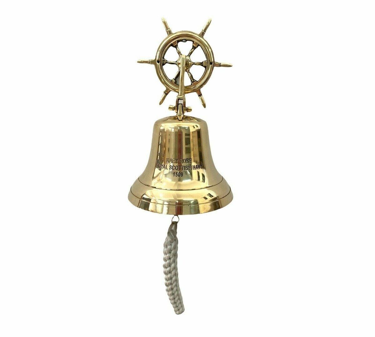 Campana Da Nave In Ottone Finitura Oro Con Corda, 8,89 Cm - Foto 12