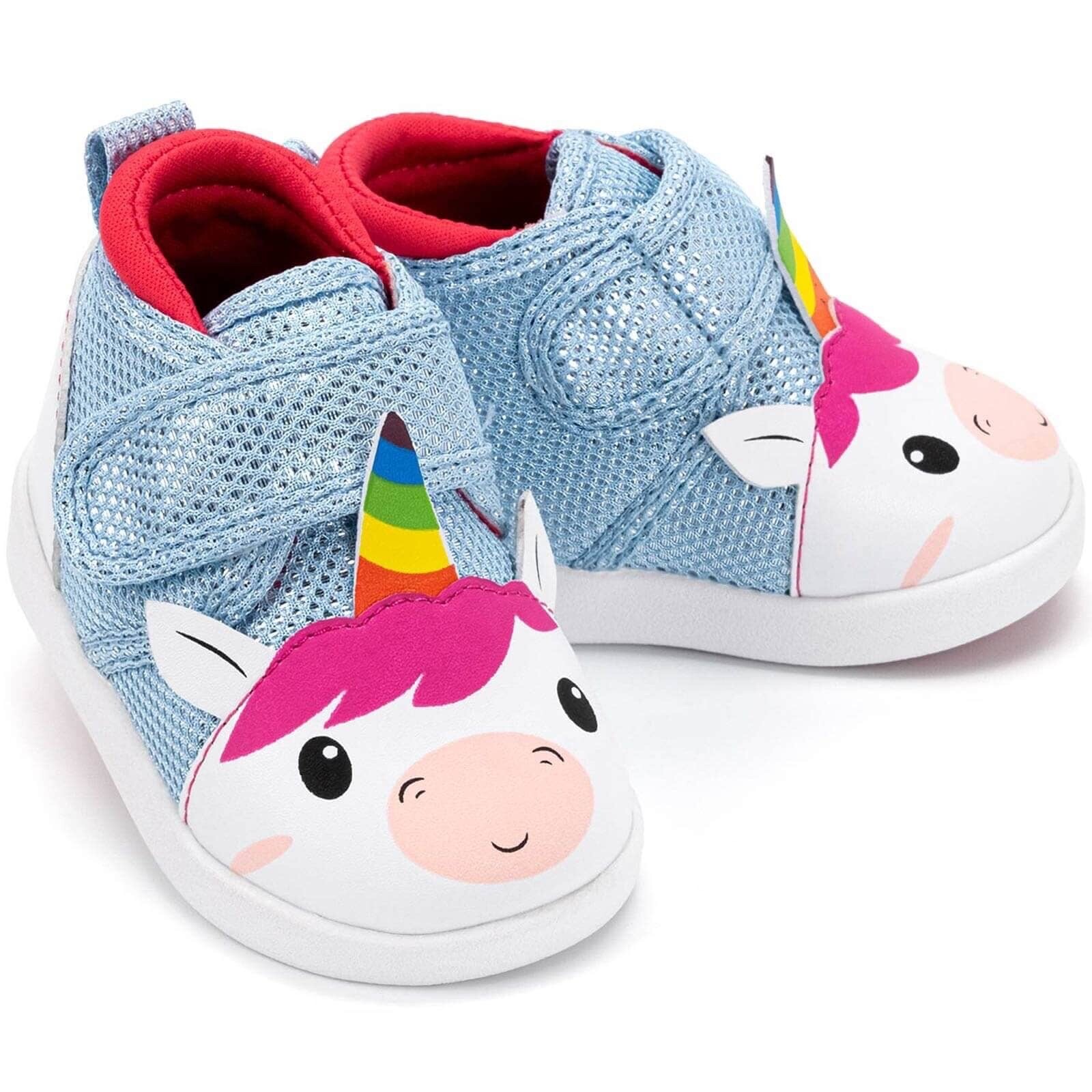 New ikiki Unicorn Squeaky Toddler Shoes | White/Sparkly Blue Size 8 Toddler NIB-image