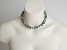 Collier En Pierre Naturelle De Boules Vert À Noir Marbré 85,2 G/42 Cm