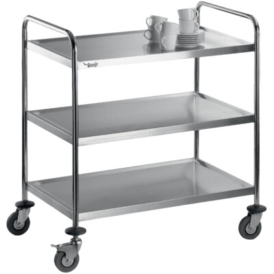 Tomy Servier-Abräumwagen Edelstahl 3 Borde 240 kg Traglast Abm.:860x540x940 mm