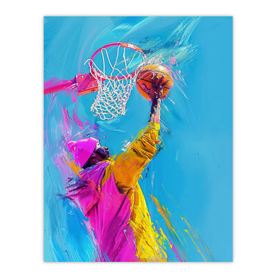 Slam Dunk Shot Basketball Player Abstract Wall Art Poster Print Picture