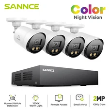 SANNCE 5in1 8CH DVR 1080P Full Color Security Camera System Outdoor AI Detection