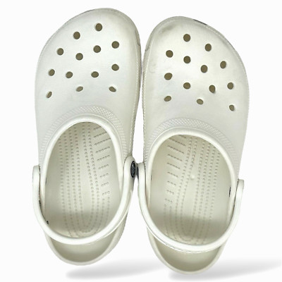 Crocs Unisex Classic White Round Toe Slip On Clog Shoes Size M 5 W 7