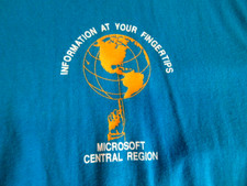 T Shirt Vtg Microsoft INFORMATION AT YOUR FINGERTIPS Computer Single Stitch XL