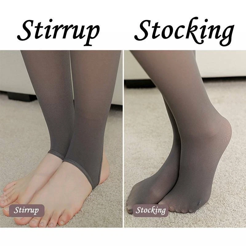 Mujeres Falsas Transparentes Elastizadas Polar Cintura Alta Invierno Cálidas Leggings Foto 4 de 4