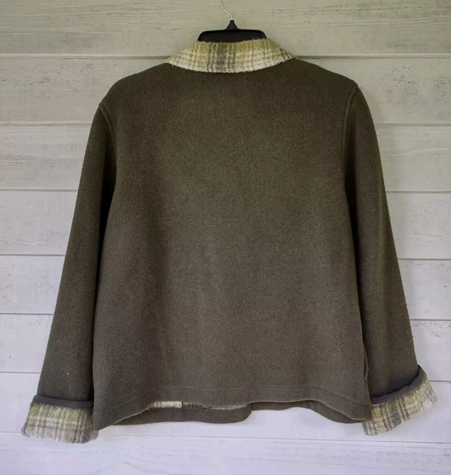 Chaqueta para mujer Norton McNaughton talla S mezcla de lana acrílica con botones verde Foto 4 de 4