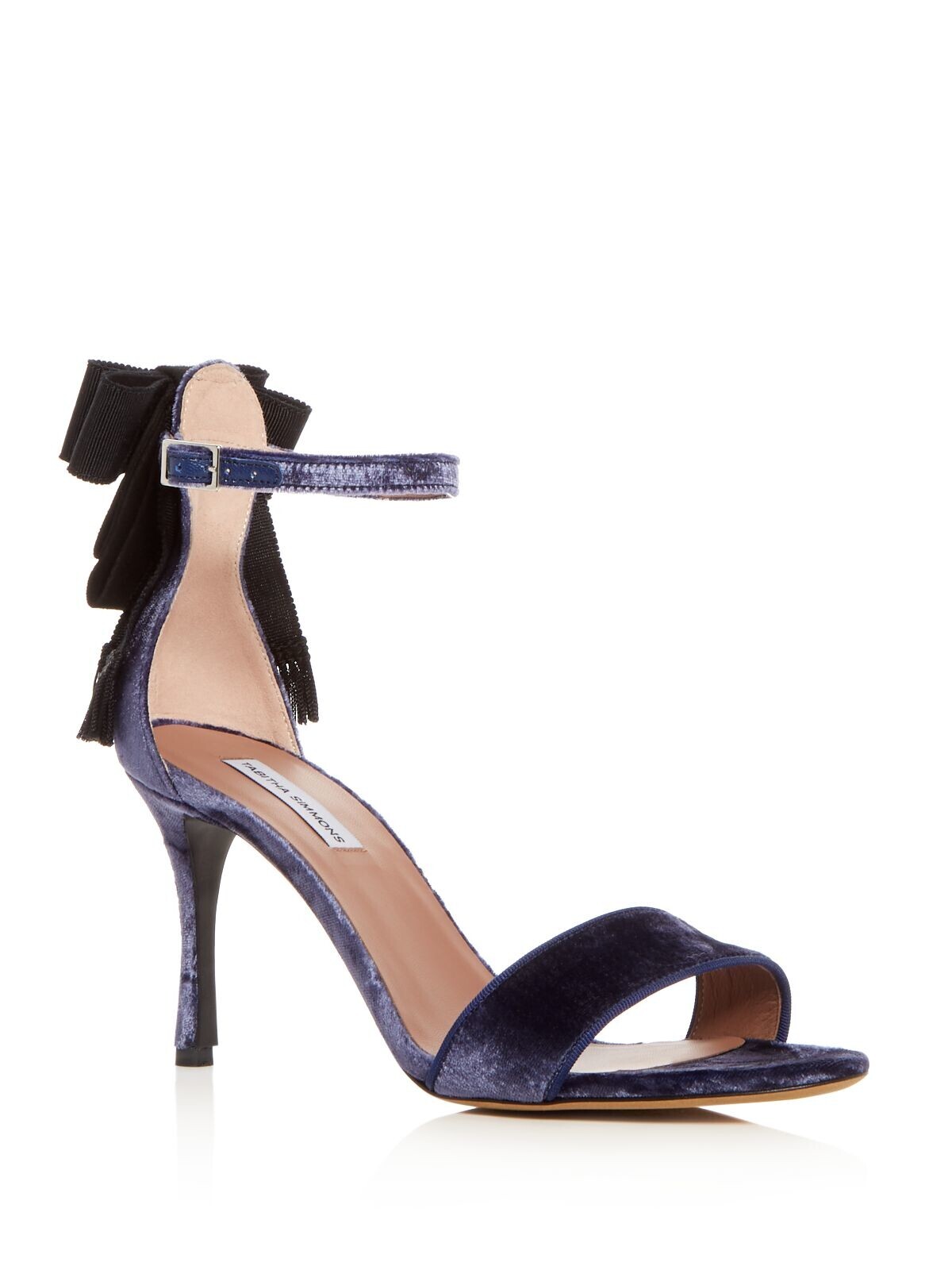 TABITHA SIMMONS Женские темно-синие бархатные сандалии Frances с миндалевидным носком на шпильке 37