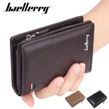 Mens RFID Waterproof Wallet Blocking Leather Credit Card ID Holder Zipper Purse 