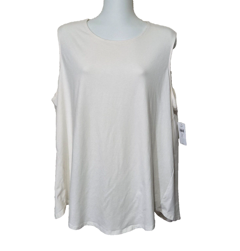 J Jill Top Womens 2X Cream Luxe Supima Sleeveless Stretch Tank Tunic