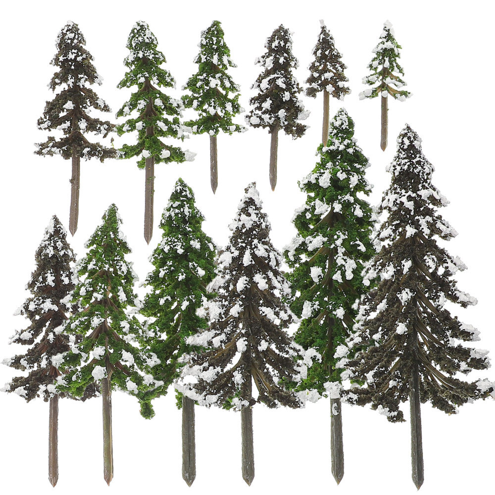 12 Mini Pine Tree Models for Sand Table Scenery and Micro Landscape Decor  