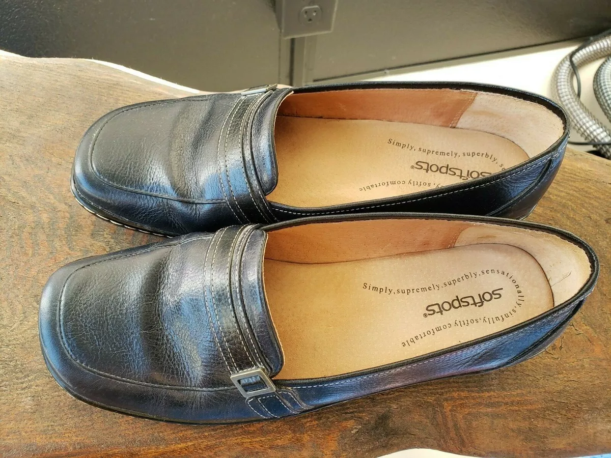 Female black shop leather shoes