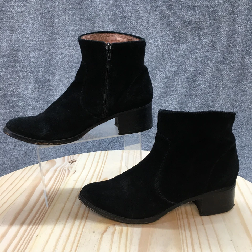Corso Como Botas Mujer 7.5 M Botines Tacones Negro Gamuza Cuero Cremallera Foto 2 de 4