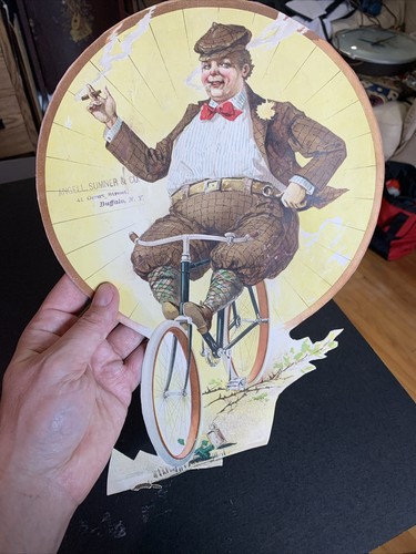 Antique Original RARE Cardstock Cigar Bicycle Men’s Wear Diecut Advertising Sign - Picture 24 of 24
