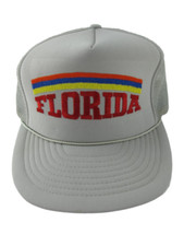Nissin 1980s Vintage RETRO Rainbow FLORIDA Pride Mesh Snapback Trucker Hat Cap