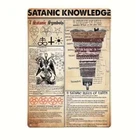 New 1pc, "SATANIC KNOWLEDGE" Metal Tin Sign, Vintage Halloween, Wall Decor