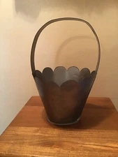 Primative Punched Tin Handled Basket
