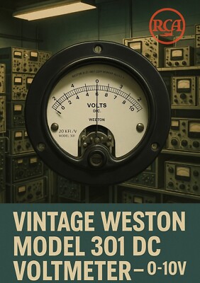 Vintage 1950s Weston Model 301 DC Voltmeter 0-10V In Box & Factory Envelope