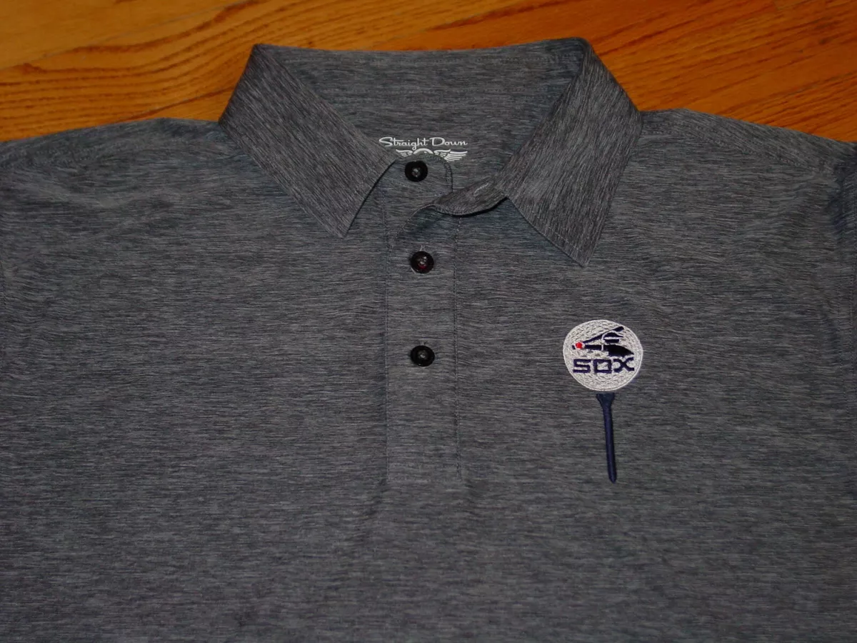 Mens L Chicago White Sox Golf Shirt Large Gray Polyester Spandex