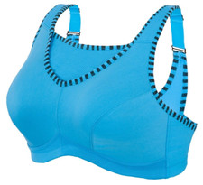 Glamorise CAMI TOP 38C SPORT Bra Bounce-Control Wireless WICKS-U-DRY Blue NEW