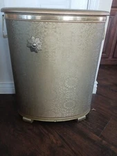 Vintage Laundry Hamper Retro Basket Gold Starburst by Pearl View
