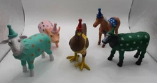 Ankyo Development Party Animals Sheep Cow Pig Chicken Horse Set of 5 Figures