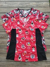 Set of 2 Disney Mickey  Minnie Mouse Scrub Tops - Women  s Size Medium