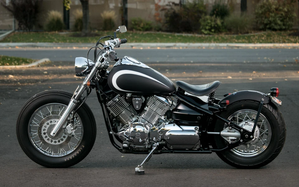 Muelle de asiento individual de cuero Bobber para motocicleta Yamaha V Star 650 950 1100 reacondicionamiento Foto 3 de 4