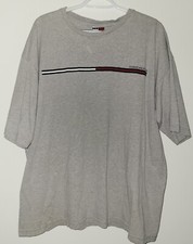 Vintage Tommy Hilfiger T-Shirt Men's Size XXL 2XL Made In USA Gray Blue Red