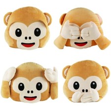 [4 FIGURE] Cuscino Peluche Scimmia 30x11x33cm Faccine Scimmietta Per Divano 7621