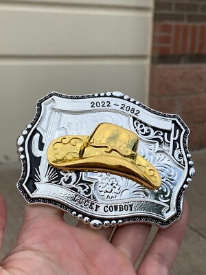 Western Buckle Gold Black Silver Cowboy Hat Cowboy 2''Buckle