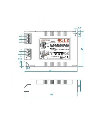 40W 350mA/500mA/700mA/900mA LED power supply, PFC function - Picture 2 of 2