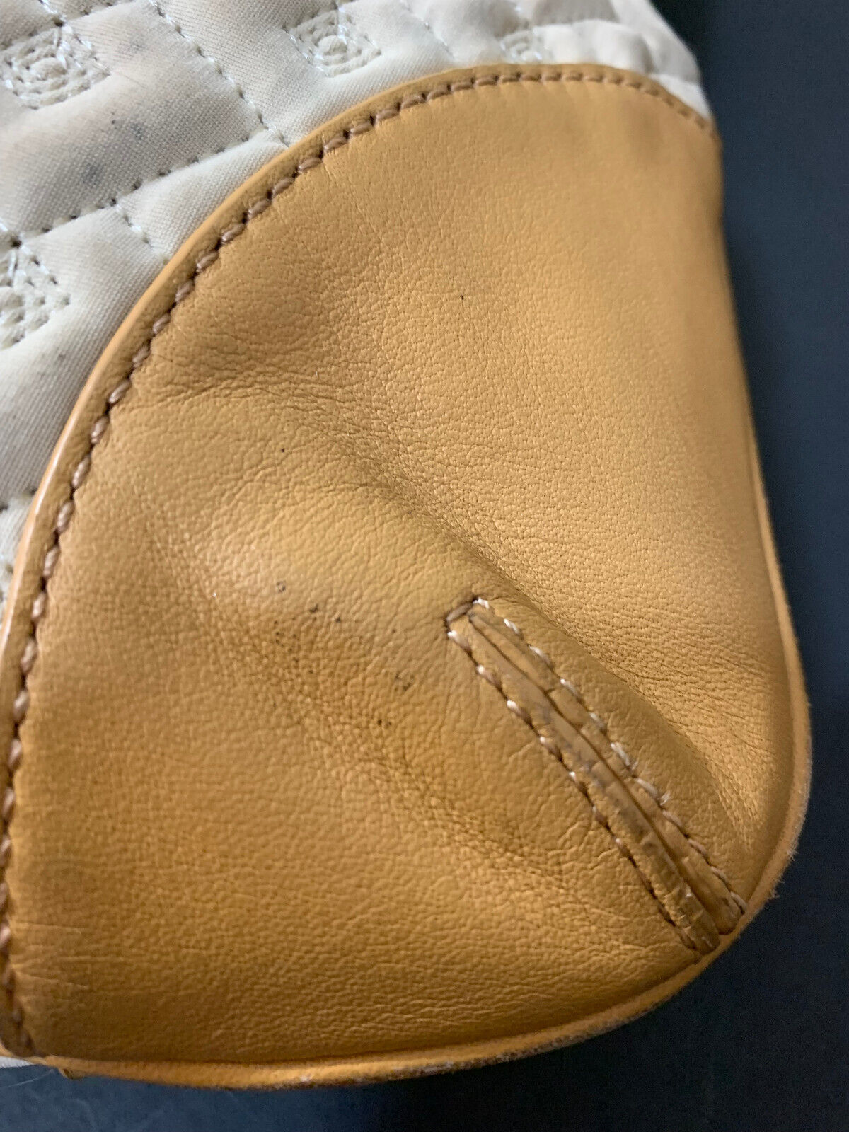 Donald J. Pliner Handbag Tan Quilted Fabric And L… - image 9