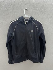 The North Face Womens Jacket Size Small Black Zip Up Hooded White Lines