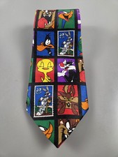 Vintage 1997 Looney Tunes Stamp Collection Warner Bros Men's Tie 54"