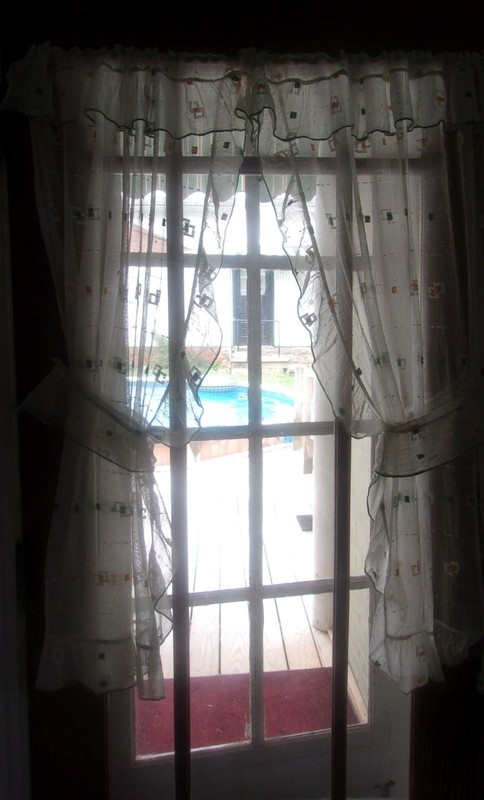 Pair Of Vintage Gauze Kitchen Curtains.  40 by 25 inches each.