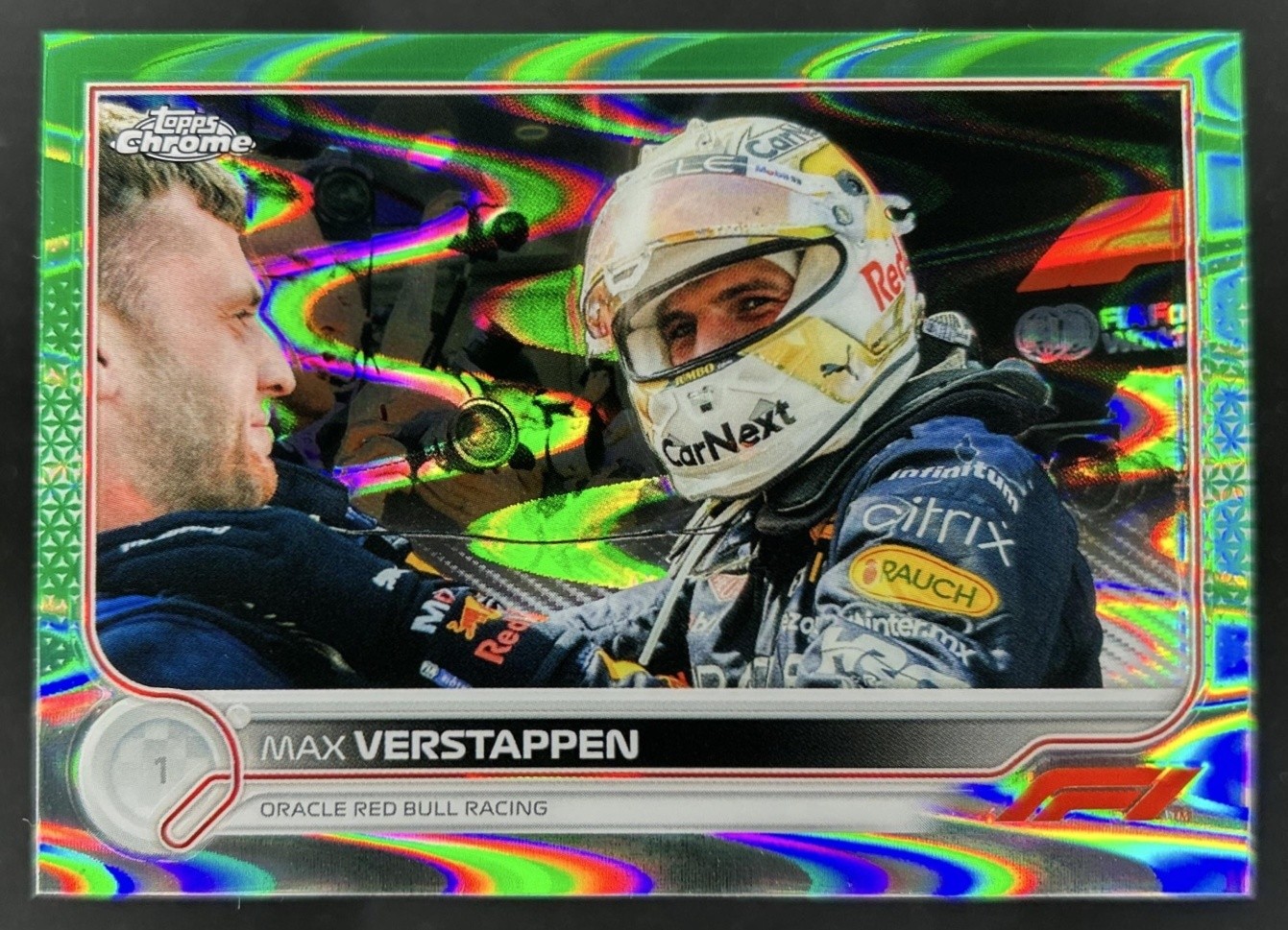 2022 Topps Chrome F1 Max Verstappen Refractor Green RayWave Portrait #/99